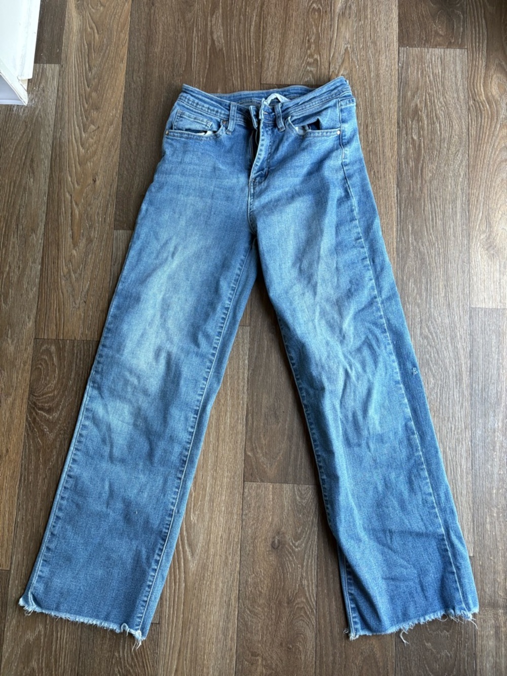 Mi Kids Light Blue Straight-Leg Jeans with Raw Hem
